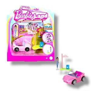 Barbie Mini BarbieLand Convertible Car Playset 1.5” Doll Color-Change